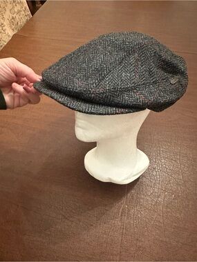 NWOT! Mucros Trinity Quilted Lined Tweed Men's Cap Charcoal Subtle Red XL